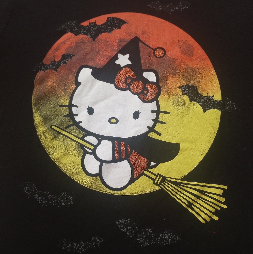 Hello Kitty Halloween Shirt Witch Spooky October Spider Webs - Picture 2 of 5